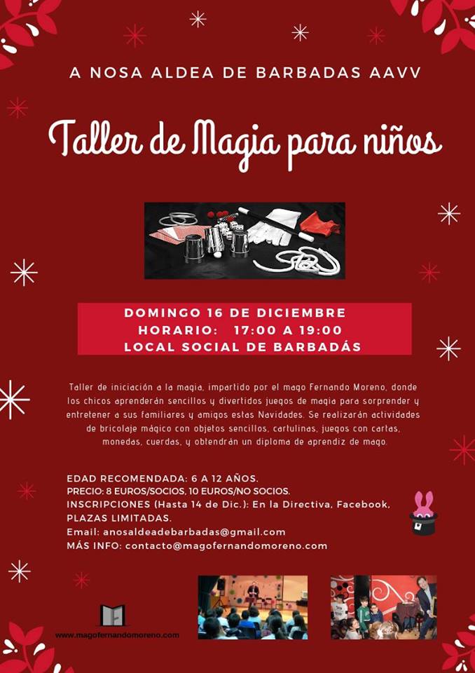 imagen cartel taller magia niños barbadas